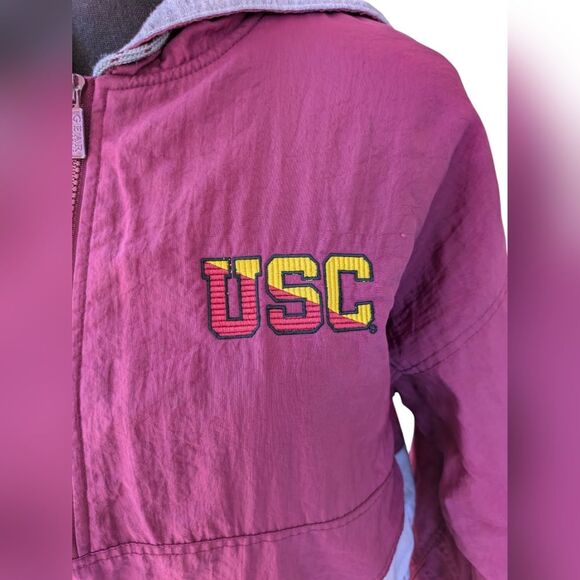 Vintage USC Trojans Anorak Jacket with Side Zippers Maroon and Gray Size Medium - Picture 3 of 11